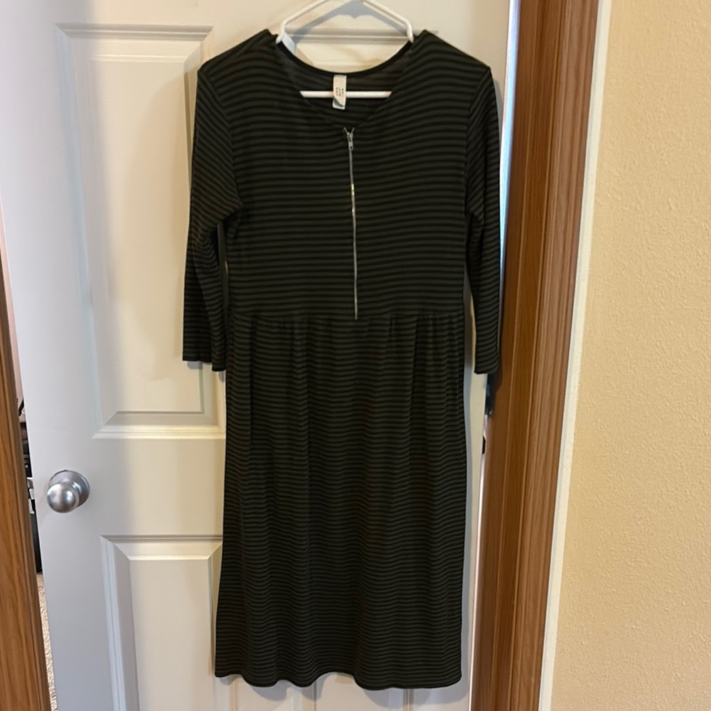 Striped Black and Green Women's Dress